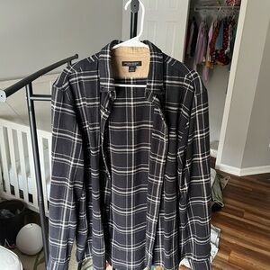 American Eagle Outfitters Black and Cream Checkered Shirt